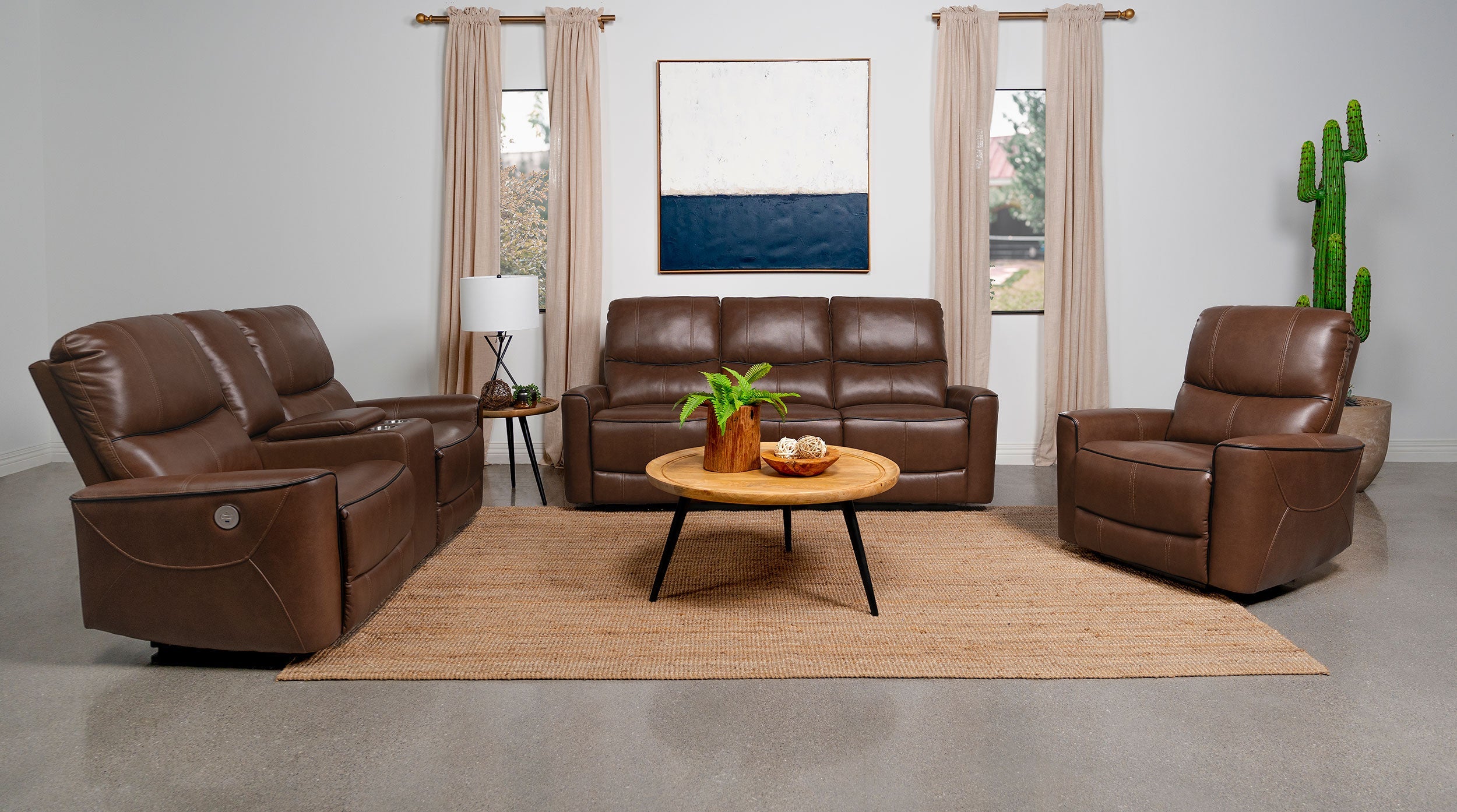 Greenfield  Power Reclining Sofa Set Dove Grey