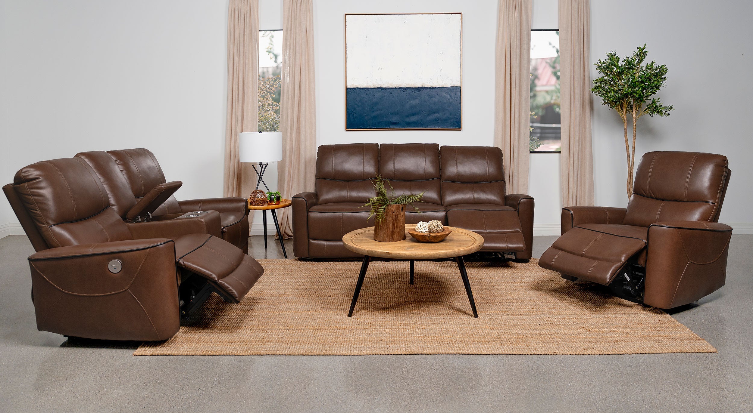 Greenfield  Power Reclining Sofa Set Dove Grey