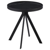 Briggs Round Marble Printed Glass Top End Side Table White