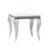 Carone Square Glass Top End Side Table Black and Chrome