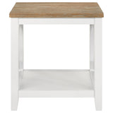 Hollis Square Wood End Table With Shelf Brown and White