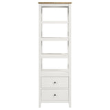 Hollis 4-shelf Wood Media Tower with Drawers Brown and White