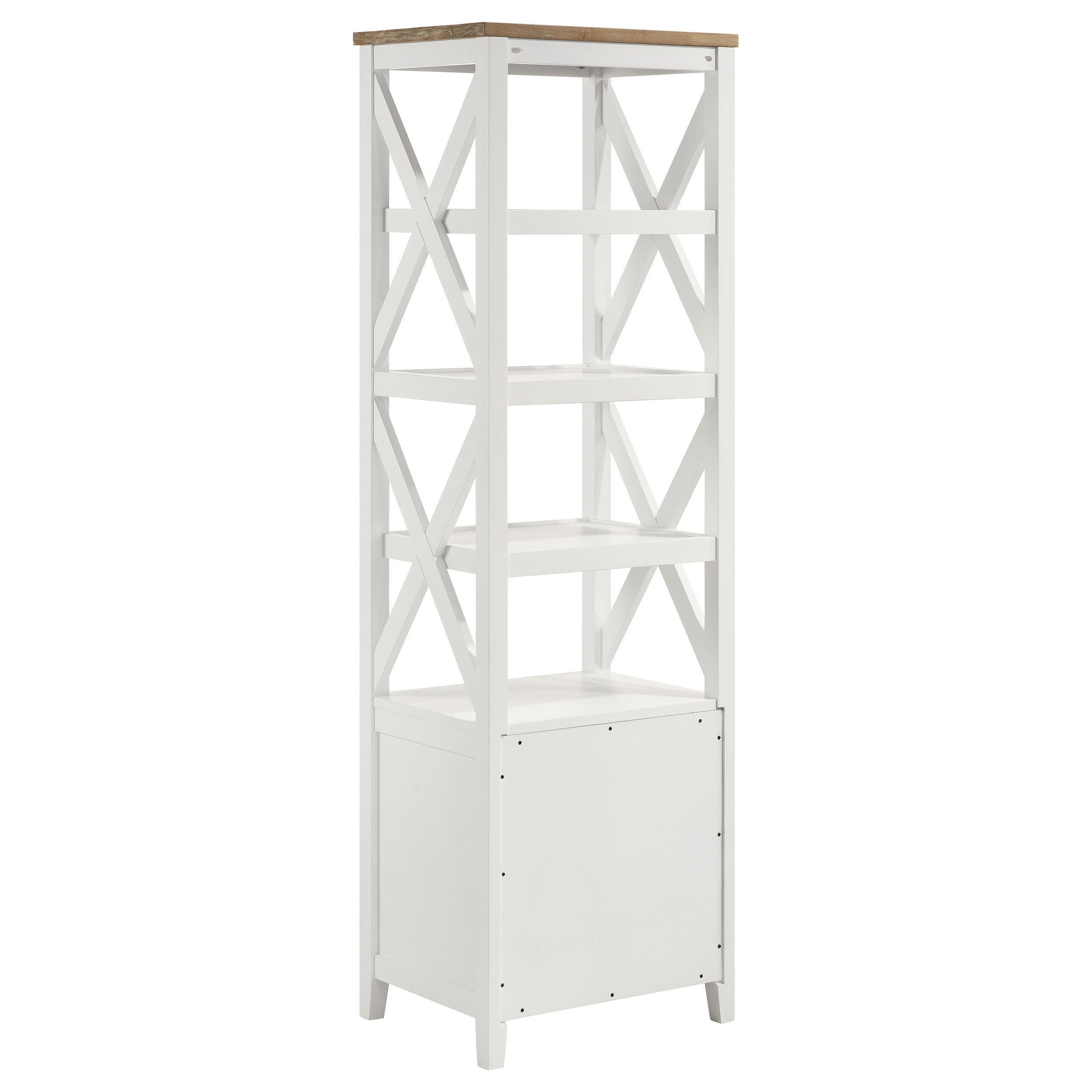 Hollis 4-shelf Wood Media Tower with Drawers Brown and White