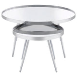 Kaelyn  Round Mirror Top Nesting Coffee Table Chrome