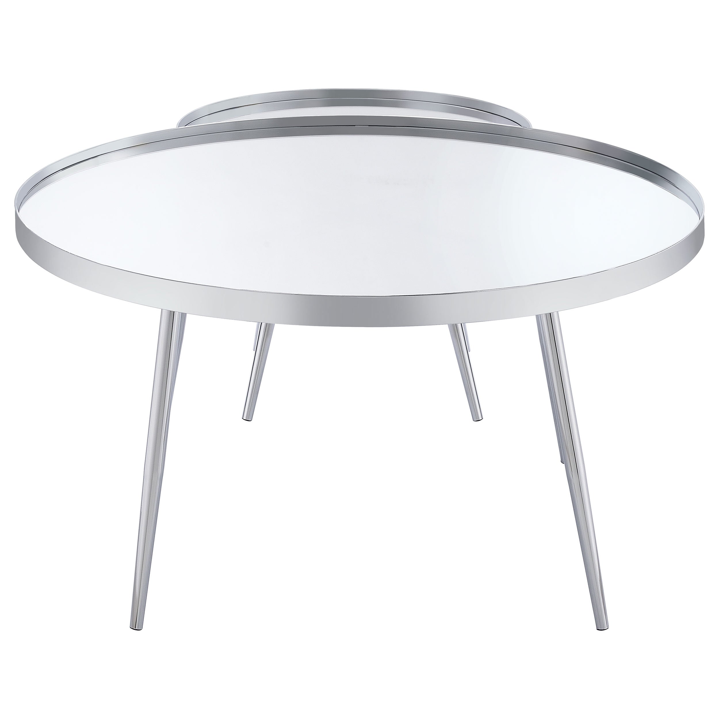 Kaelyn  Round Mirror Top Nesting Coffee Table Chrome