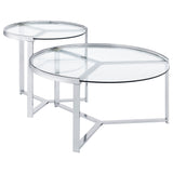 Delia  Round Glass Top Nesting Coffee Table Chrome