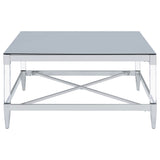 Lindley Square Tempered Mirror Acrylic Coffee Table Chrome