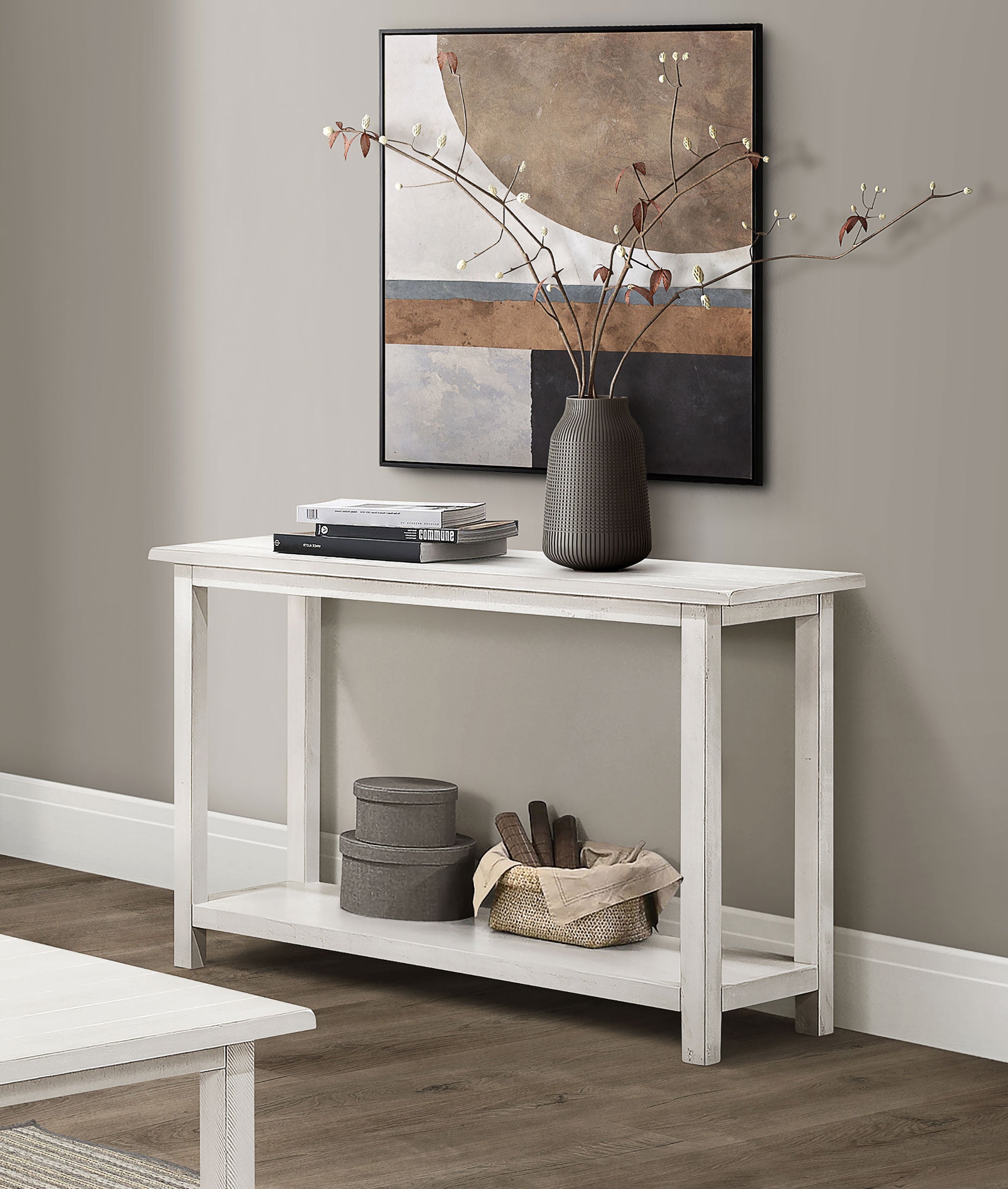 Payne Wood Entryway Sofa Console Table Distressed Brown
