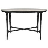 Hermas Round Genuine Marble Top Metal Coffee Table White