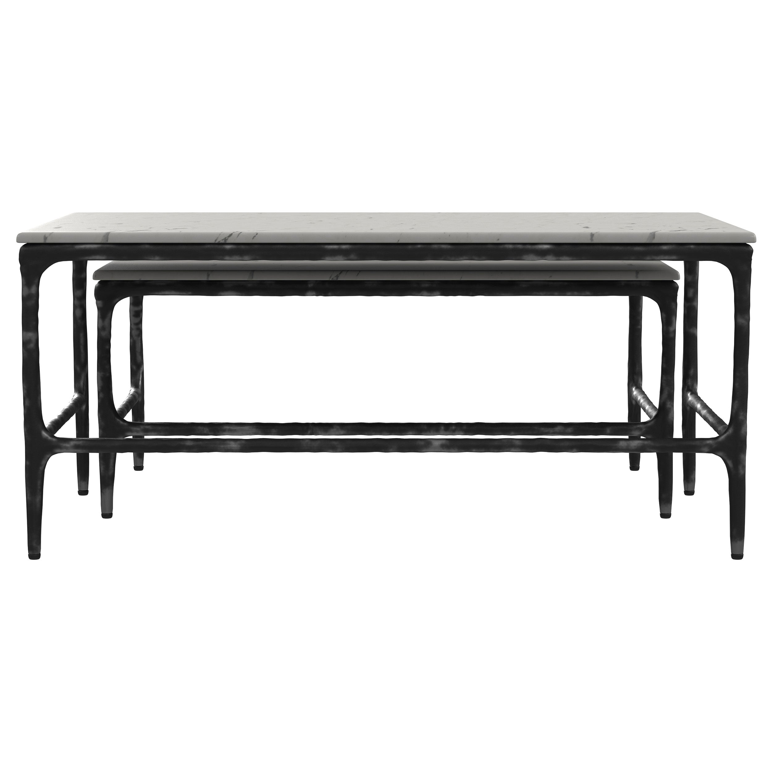 Ebby  Genuine Marble Top Nesting Coffee Tables White