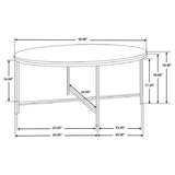 Ellison Round Marble Top Coffee Table White and Gold