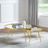 Kaelyn  Round Mirror Top Nesting Coffee Table Chrome