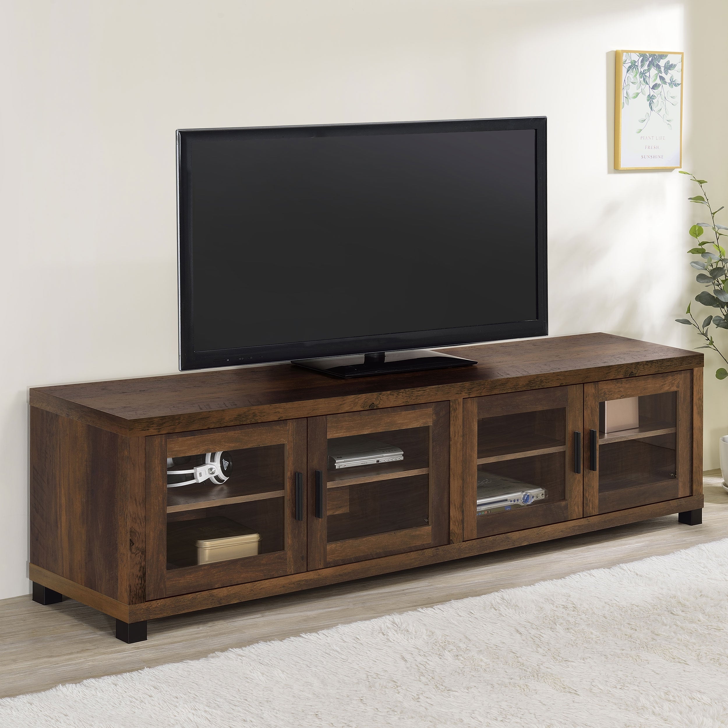 Sachin  79-inch TV Entertainment Center Antique Pine