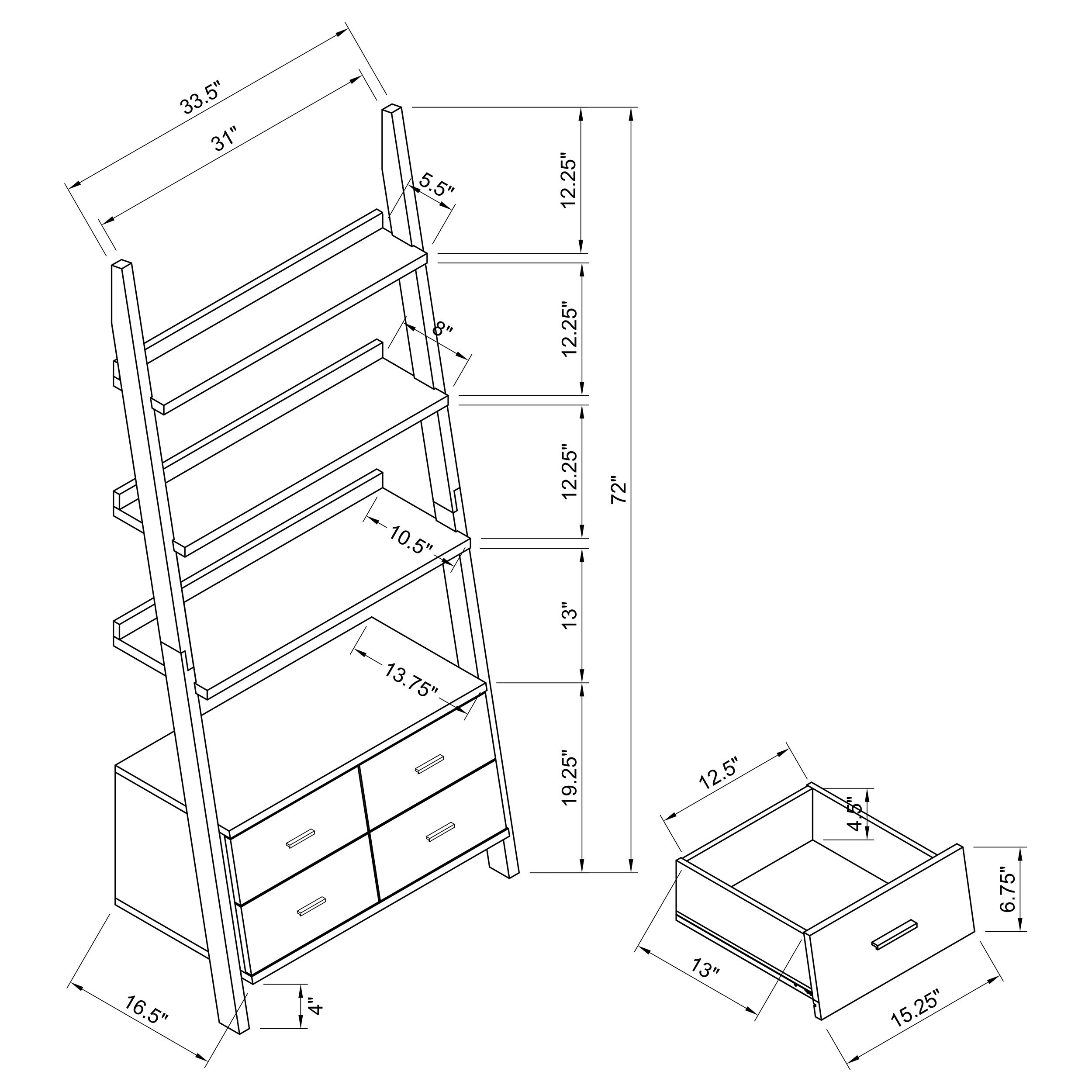 Colella  Ladder Desk and Bookcase Set Cappuccino