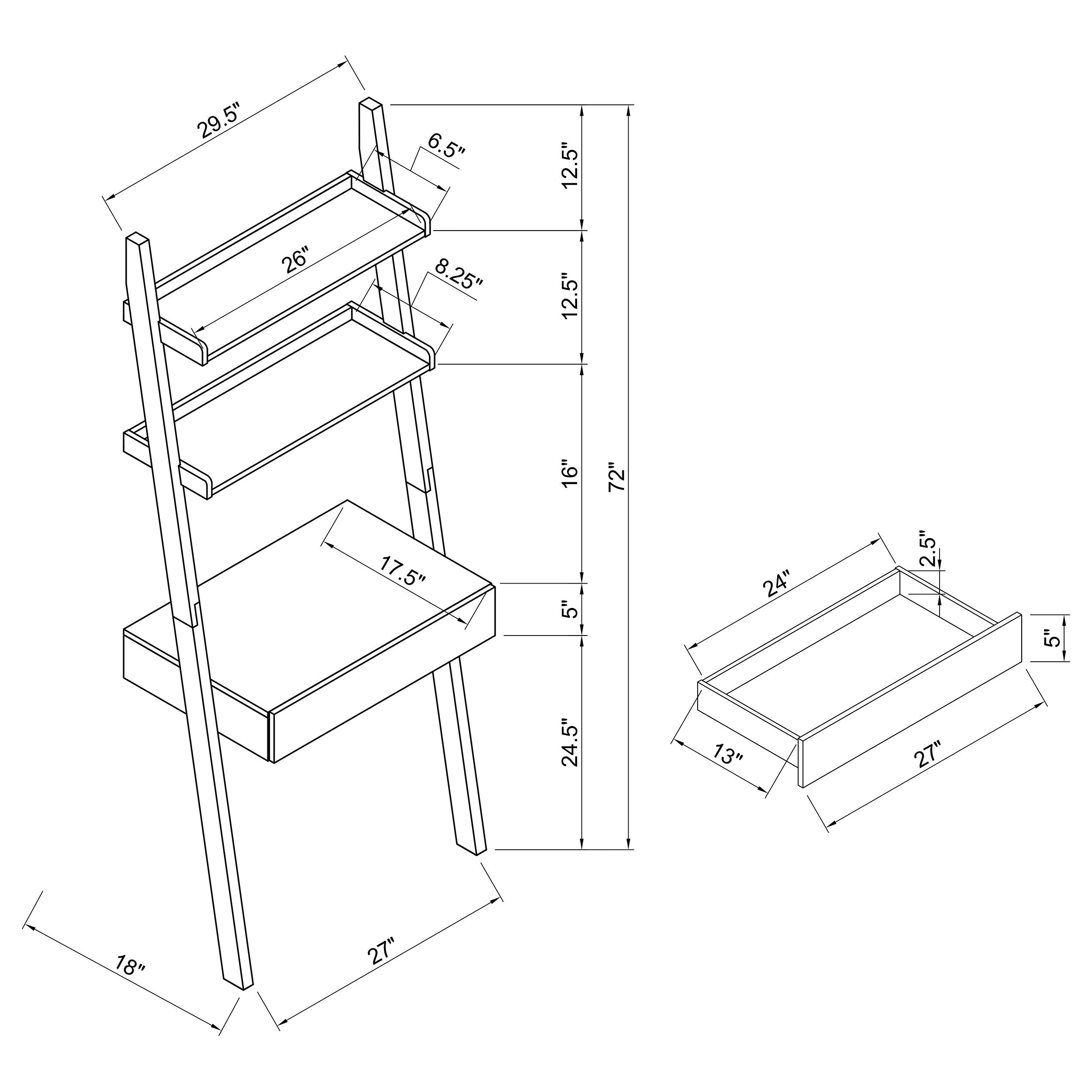 Colella  Ladder Desk and Bookcase Set Cappuccino