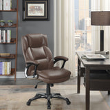Nerris Upholstered Adjustable Home Office Desk Chair Brown