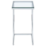 Cayden Rectangular Glass Top Sofa Side Table Chrome