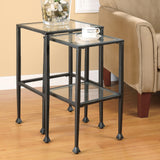 Leilani  Glass Top Nesting Table Set Black
