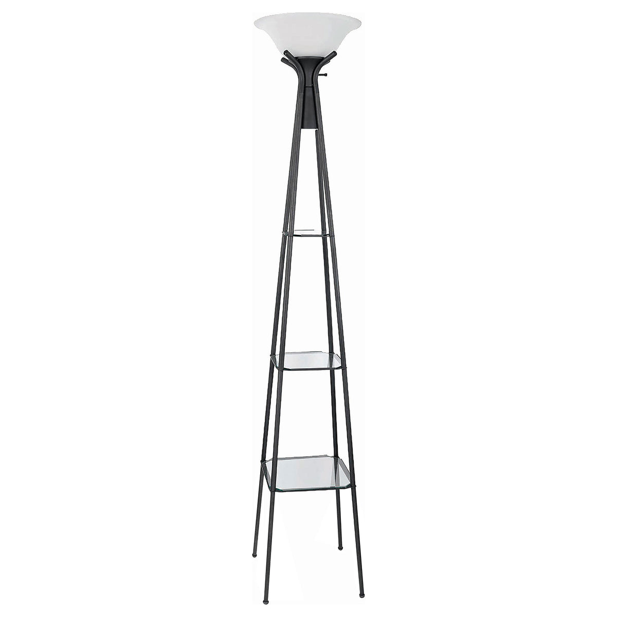 Gianni 70-inch 3-shelf Frosted Torchiere Floor Lamp Black