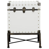 Nancy Upholstered Vintage Side Table Storage Trunk White