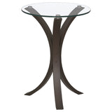 Edgar Round Glass Top Accent Side Table Cappuccino