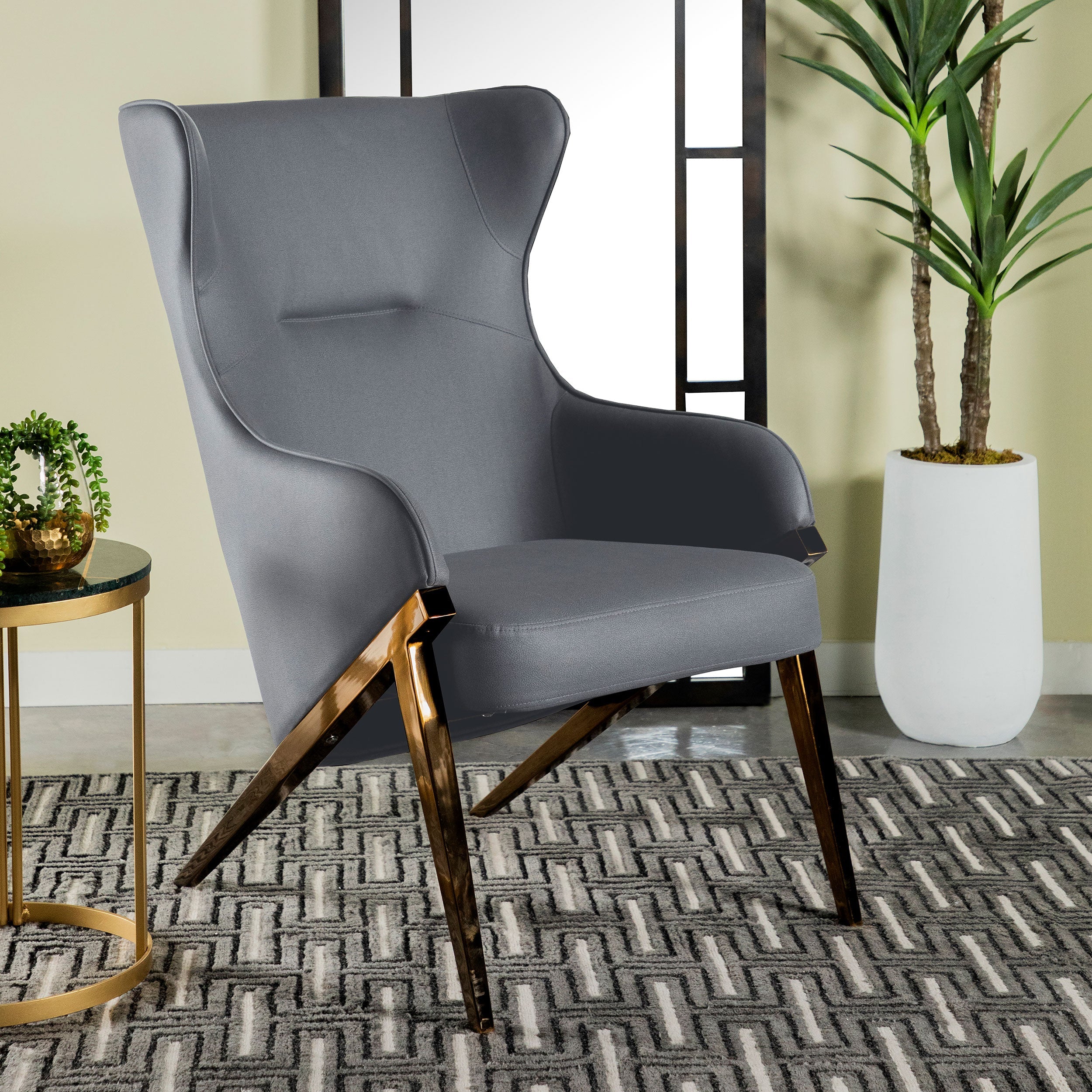 Walker Upholstered high Wingback Accent Chair Cream