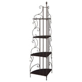 Poppy 74-inch 4-shelf Corner Bookshelf Copper and Cappuccino