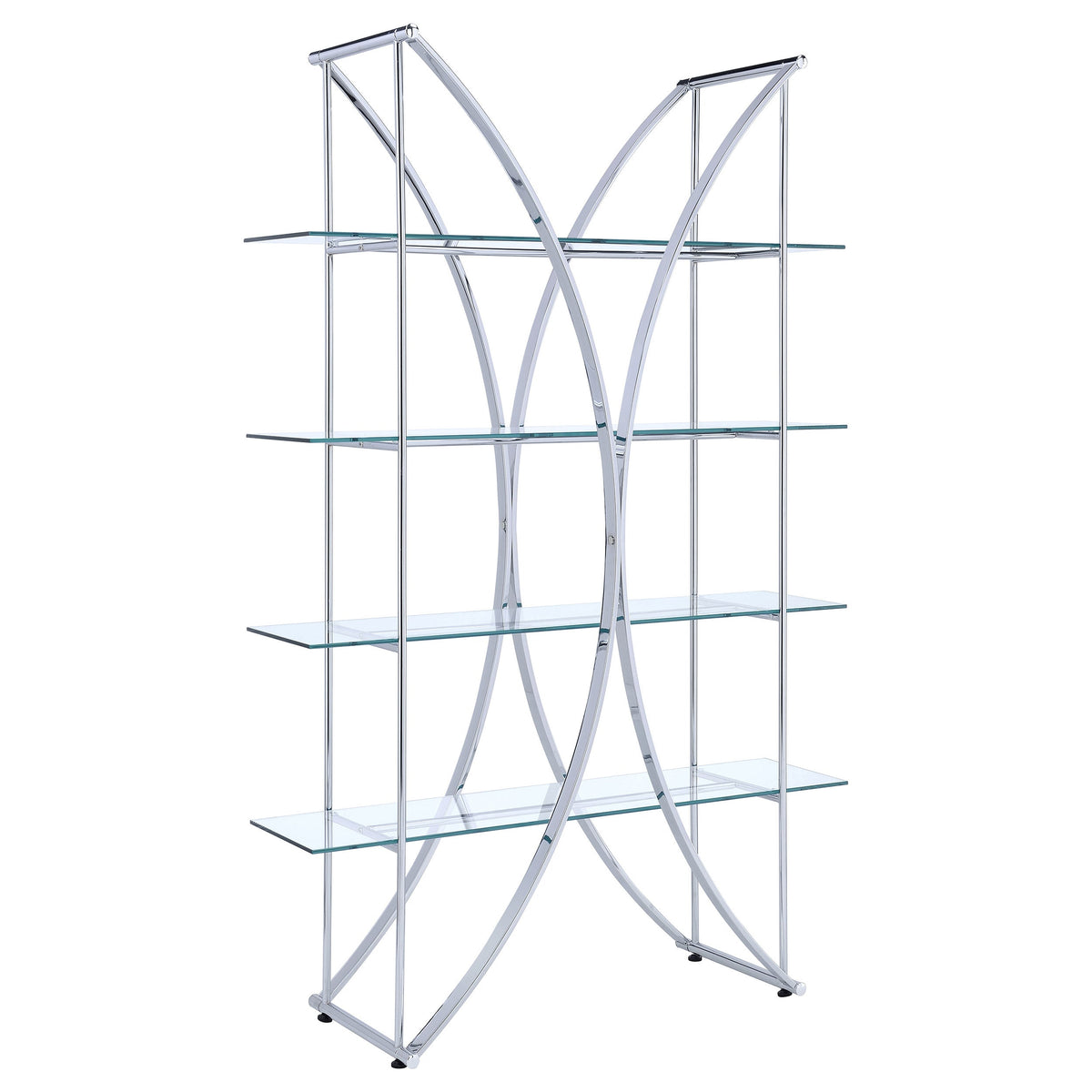 Larson 73-inch 4-shelf Glass Bookshelf Chrome
