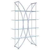 Larson 73-inch 4-shelf Glass Bookshelf Chrome