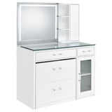 Flora 2-drawer Vanity Set with LED Mirror Black High Gloss