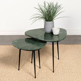 Tobias  Triangular Marble Top Nesting Table Green