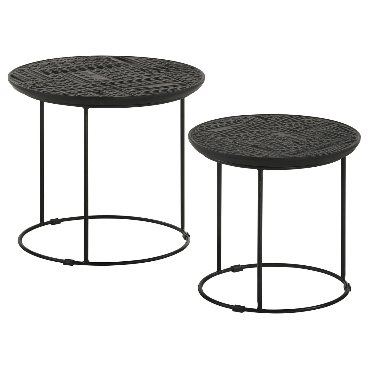 Loannis  Round Mango Wood Nesting Table Matte Black