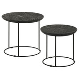 Loannis  Round Mango Wood Nesting Table Matte Black
