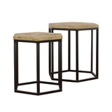 Adger  Hexagonal Nesting Tables Natural and Black