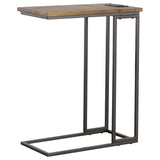 Rudy C-Shaped Side Table with Power Outlet Antique Brown