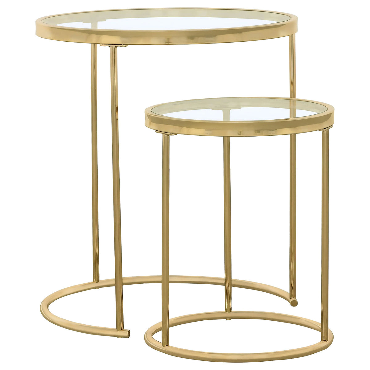 Maylin  Round Glass Top Nesting Table Set Gold