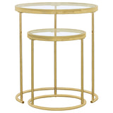 Maylin  Round Glass Top Nesting Table Set Gold