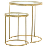Maylin  Round Glass Top Nesting Table Set Gold