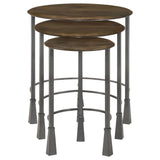 Deja  Round Nesting Table Set Natural and Gunmetal