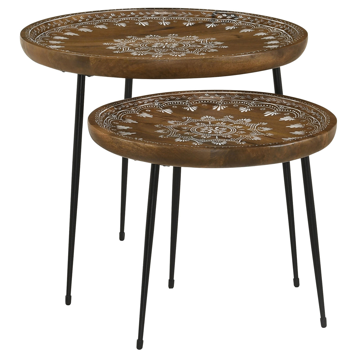Nuala  Round Mango Wood Nesting Tables Honey