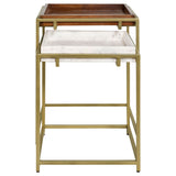 Bolden  Wood and Marble Top Nesting Table Set Gold