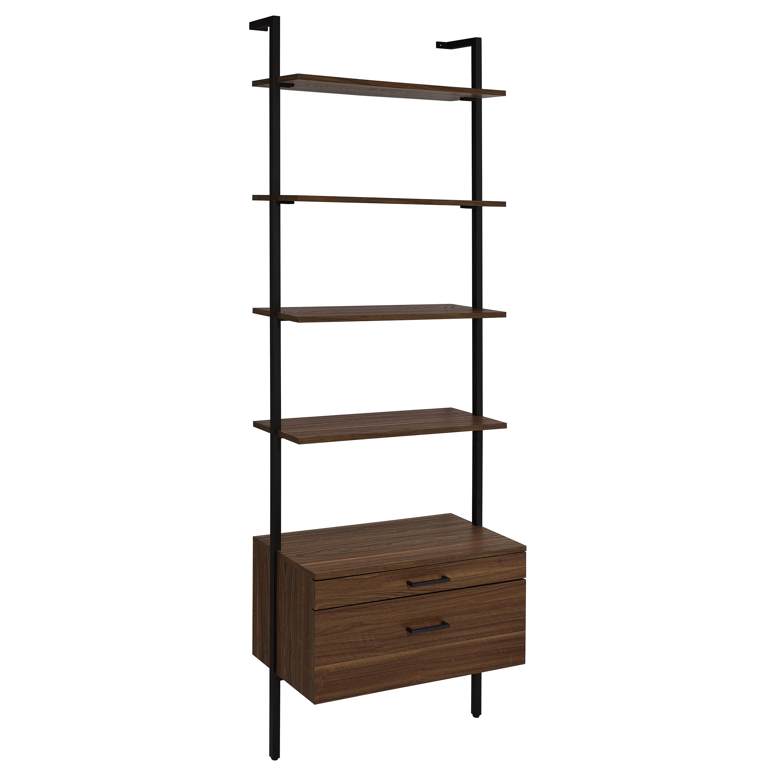 Owens  96-inch Wall Mounted Bookshelf Set Walnut