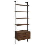 Owens  96-inch Wall Mounted Bookshelf Set Walnut