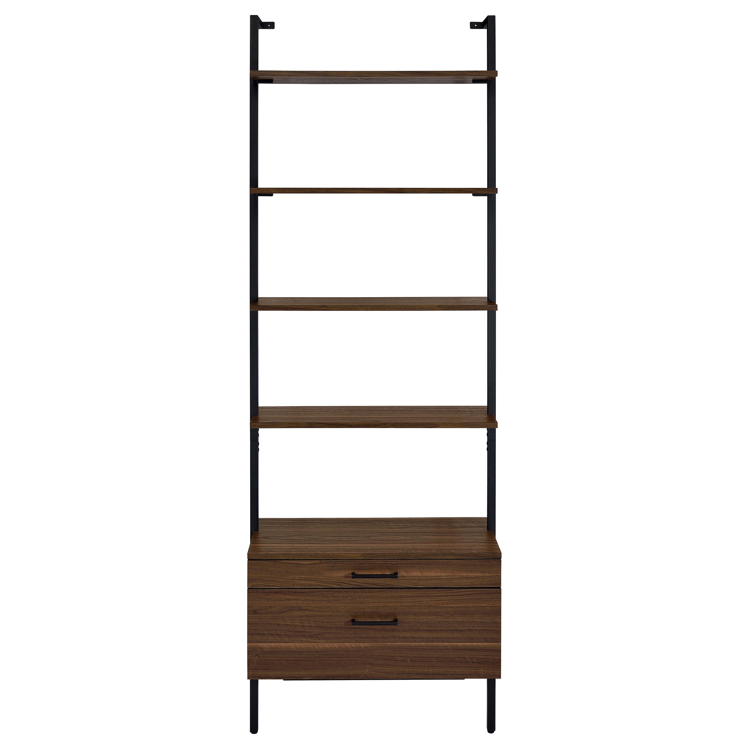 Owens  96-inch Wall Mounted Bookshelf Set Walnut