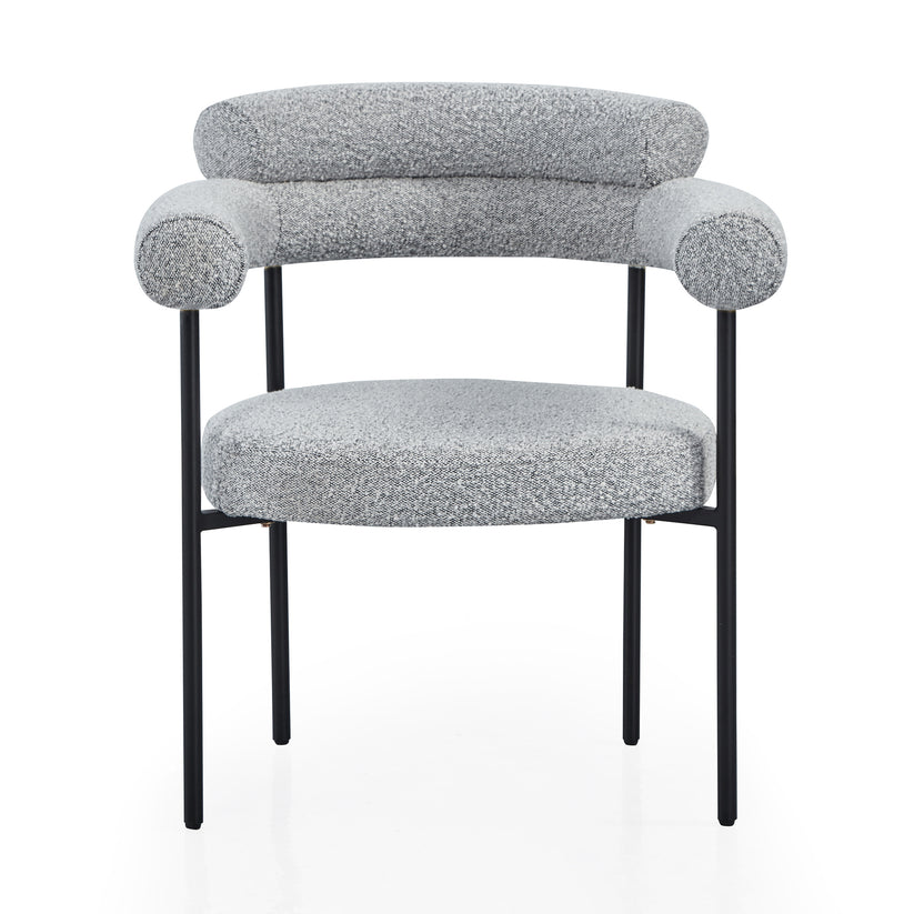 Granule Fabric Dining Chairs with Brushed Gold or Black Base